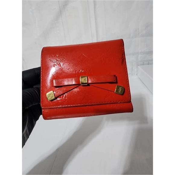 Authentic MCM Bifold Patent Leather Wallet Red - Picture 13 of 13